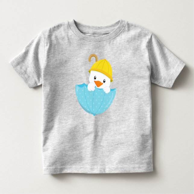 Camiseta Pato Bonito, Pato Bebê, Pato Com Guarda-Chuva (Frente)