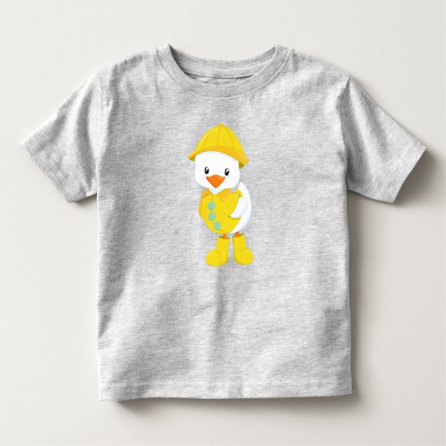 Camiseta Pato Bonito, Pato Bebê, Pato Em Casaco De Chuva, C (Frente)