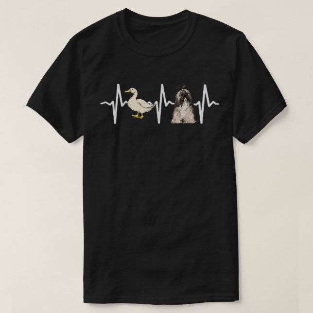 Camiseta Pato Branco Lhasa Apsos Cachorro Pulso  (Frente do Design)