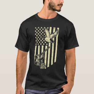 Camiseta Pato Caçador Americano Bandeira Caça às Aves Aquát