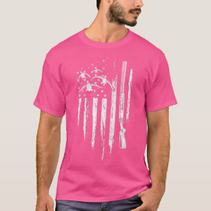 Camiseta Pato Caçando Bandeira Americana Galinha Ganha Pres