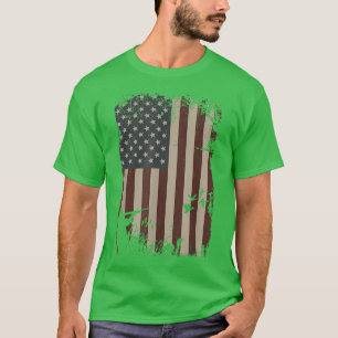 Camiseta Pato Caçando Bandeira Americana Vintage Hunter Duc