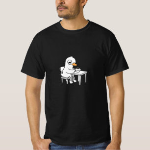 Camiseta Pato Café Sonolento Manhã Divertido Ilustr