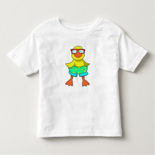 Camiseta Pato com anel de Natação e óculos de sol