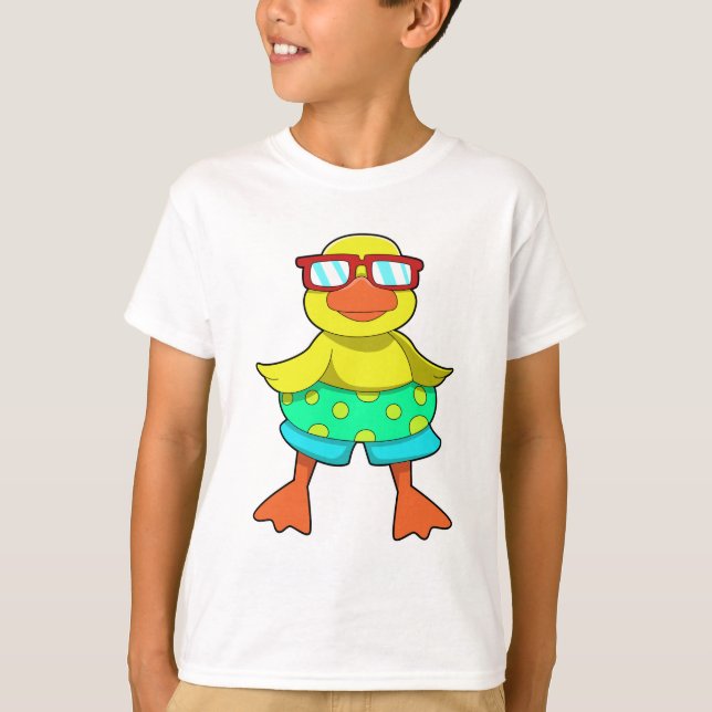 Camiseta Pato com anel de Natação e óculos de sol (Frente)
