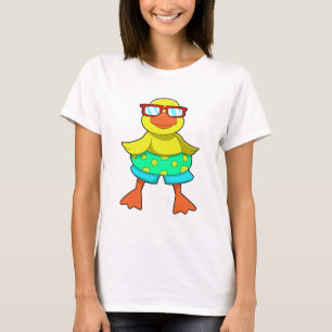 Camiseta Pato com anel de Natação e óculos de sol