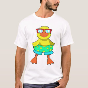 Camiseta Pato com anel de Natação e óculos de sol
