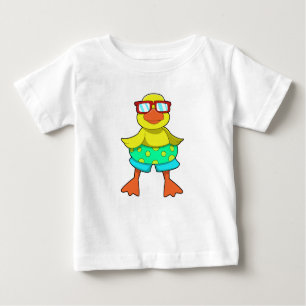 Camiseta Pato com anel de Natação e óculos de sol