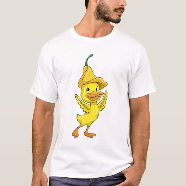 Camiseta Pato com boné amarelo na barriga (Frente)