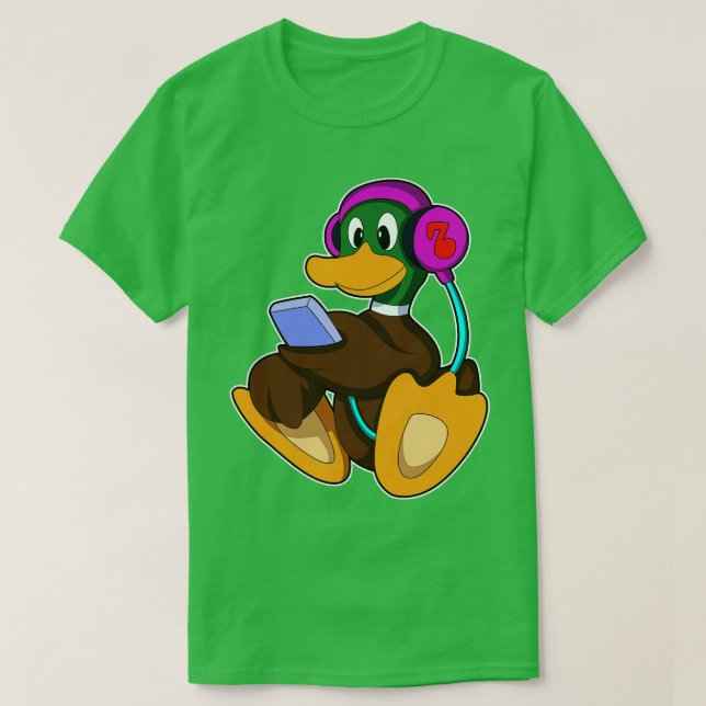 Camiseta Pato com fone de ouvido telefônico (Frente do Design)