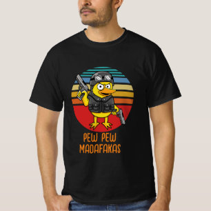 Camiseta Pato com pistolas, Vintage louca, Pew Pew Pew Mada