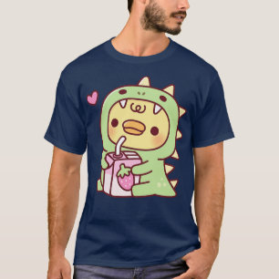 Camiseta Pato Com Um Fato De Dinossauro Cugado Com Leite De