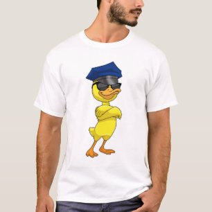 Camiseta Pato como agente da polícia com boné da polícia