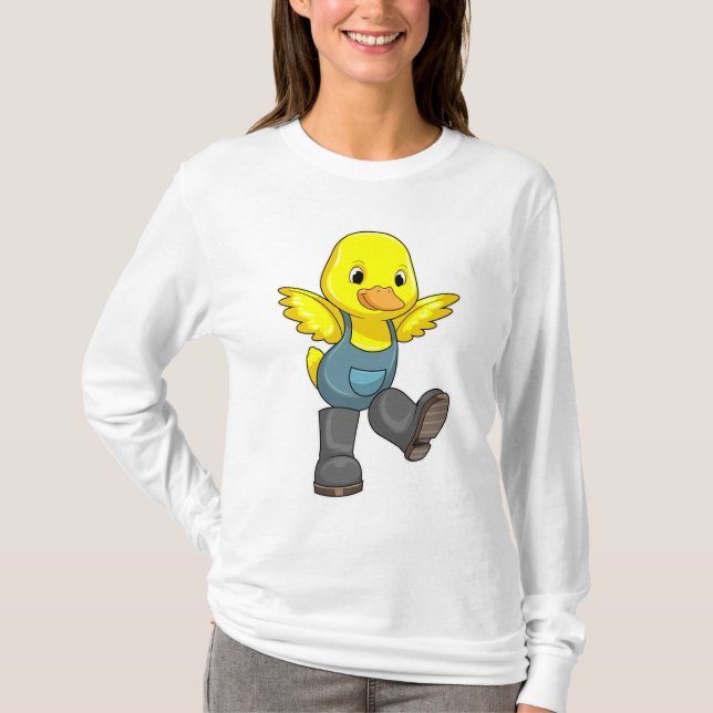 Camiseta Pato como agricultor com botas (Frente)