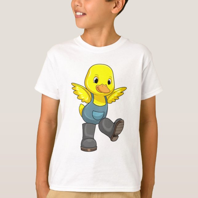 Camiseta Pato como agricultor com botas (Frente)