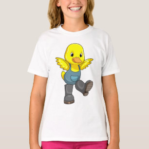 Camiseta Pato como agricultor com botas