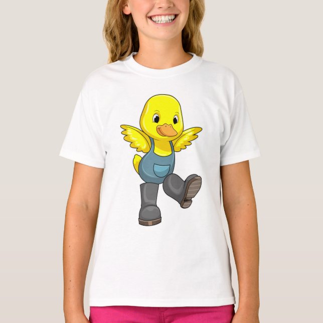 Camiseta Pato como agricultor com botas (Frente)