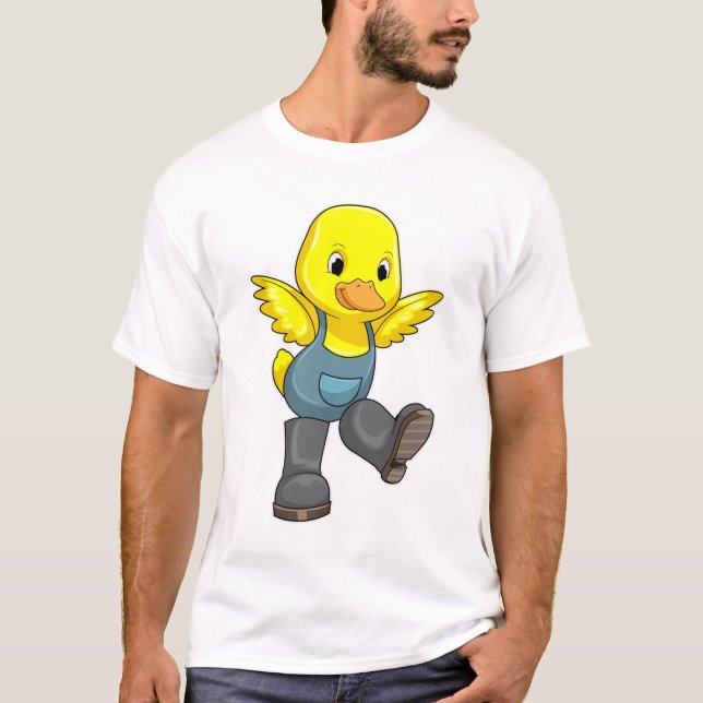 Camiseta Pato como agricultor com botas (Frente)