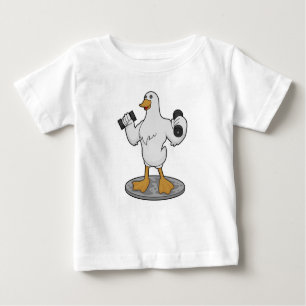 Camiseta Pato como Bodybuilder com Dumbbells