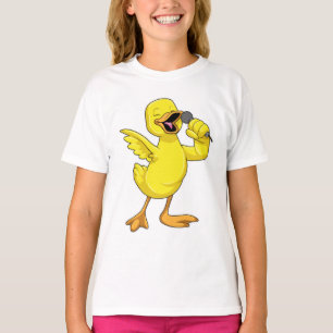Camiseta Pato como Cantor com Microfone
