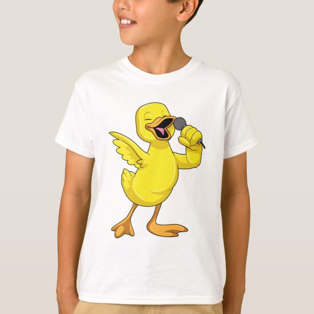 Camiseta Pato como Cantor com Microfone (Frente)