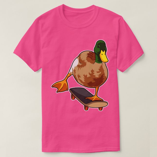Camiseta Pato como Patinador com skate 1 (Frente do Design)