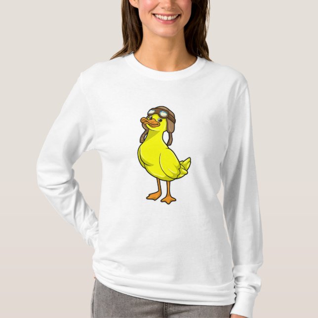 Camiseta Pato como piloto com Boné e óculos (Frente)