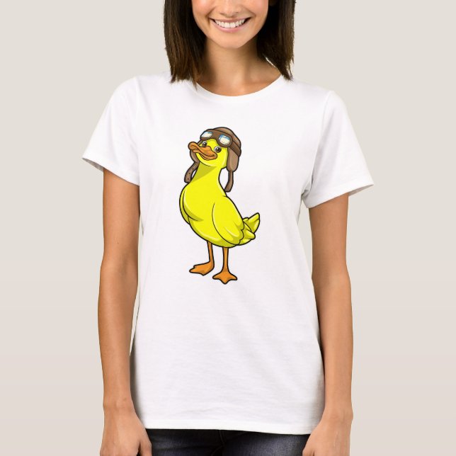 Camiseta Pato como piloto com Boné e óculos (Frente)