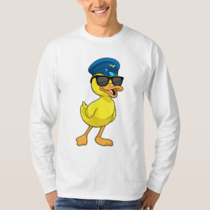 Camiseta Pato como Piloto com chapéu Piloto