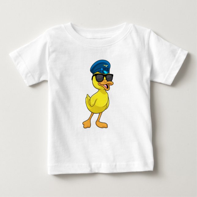 Camiseta Pato como Piloto com chapéu Piloto (Frente)