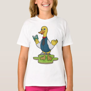 Camiseta Pato como professor com livro