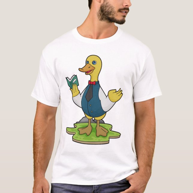 Camiseta Pato como professor com livro (Frente)