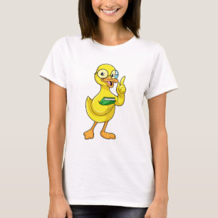 Camiseta Pato como professor com livro e óculos