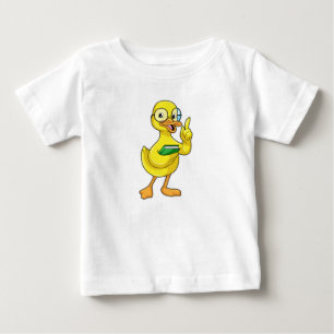 Camiseta Pato como professor com livro e óculos