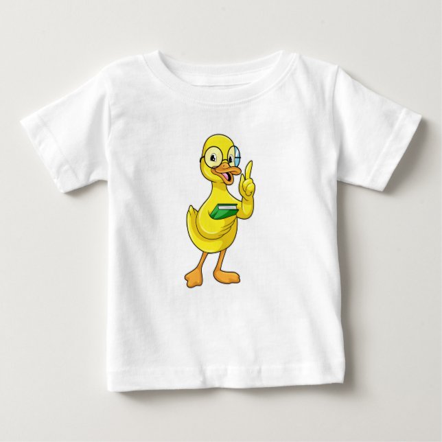 Camiseta Pato como professor com livro e óculos (Frente)