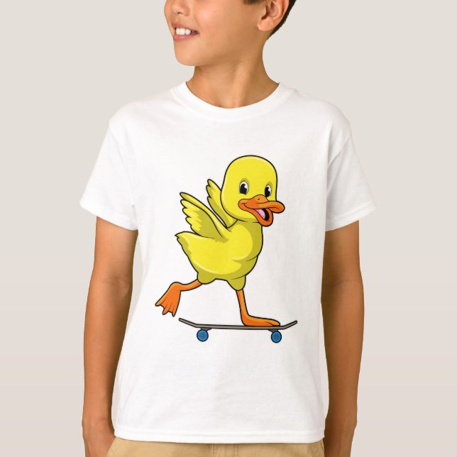 Camiseta Pato como skater com skate (Frente)