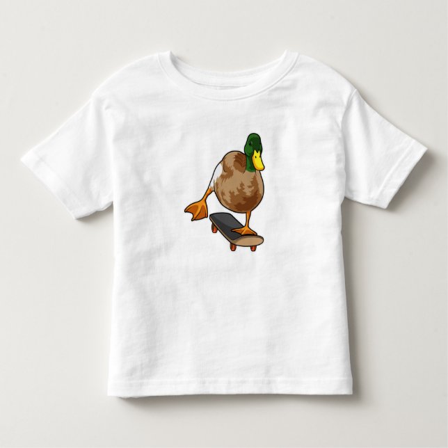Camiseta Pato como skater com skate (Frente)