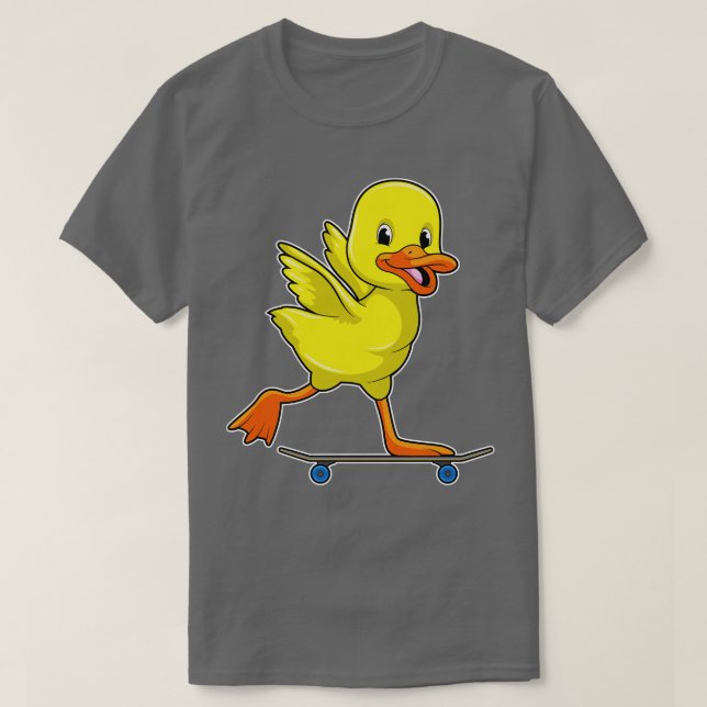 Camiseta Pato como skater com skate (Frente do Design)