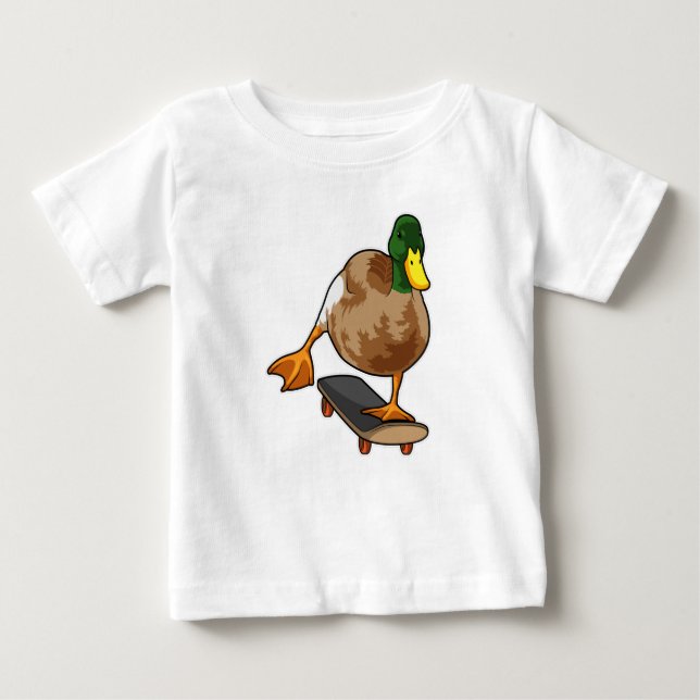 Camiseta Pato como skater com skate (Frente)