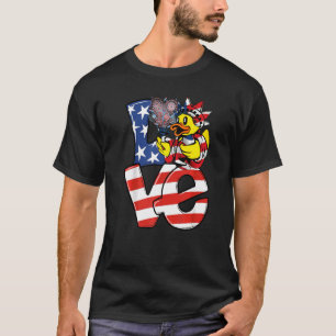 Camiseta Pato de Amor Bandeira Patriótica Americana Cuja Pa