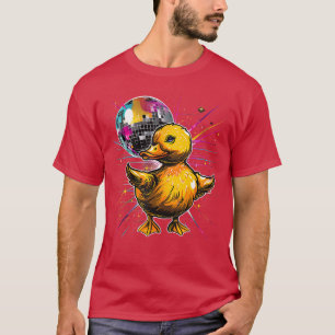 Camiseta Pato de Borracha Disco Dançando Disco Bola Música