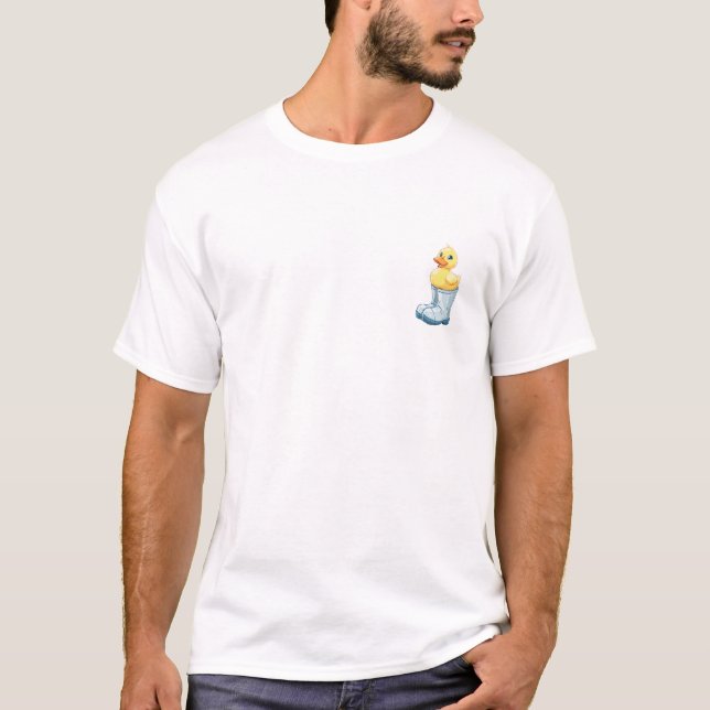 Camiseta Pato de Borracha em Botas Azuis (Frente)