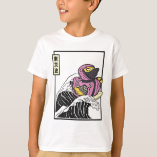 Camiseta Pato de Borracha Ninja Surfando Onda de Kanagawa K