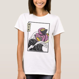 Camiseta Pato de Borracha Ninja Surfando Onda de Kanagawa K