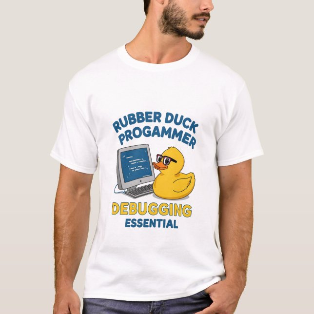 Camiseta Pato de Borracha Programador Piada de Depuração Es (Frente)