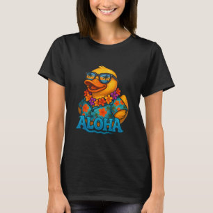 Camiseta Pato de Borracha Tropical Lei Havaiano Aloha Pato