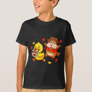 Camiseta Pato de Cavalo Chinês Divertido Infantil Masculino
