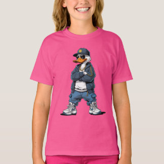 Camiseta Pato de desenho animado com correntes de ouro e ca