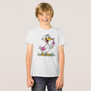 Camiseta Pato de desenho animado com dedo levantado entrega