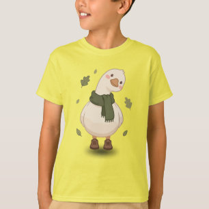 Camiseta Pato de desenho animado de outono aconchegante